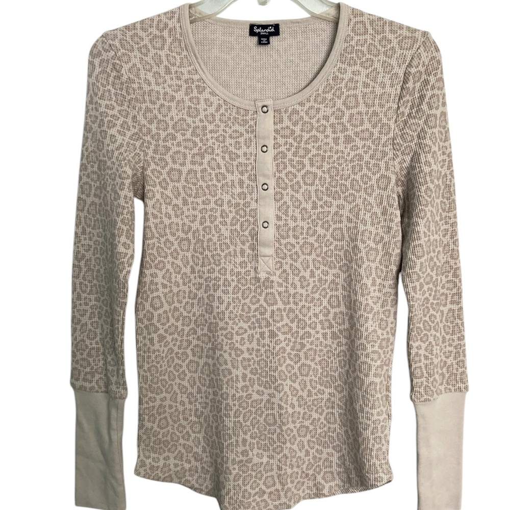 NWOT Splendid thermal animal print Henley top size S